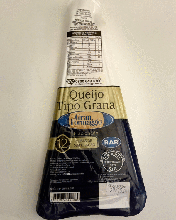 cuña queso tipo grana gran formaggio – 12 meses de maduración